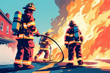 消防员与火焰搏斗背景图片