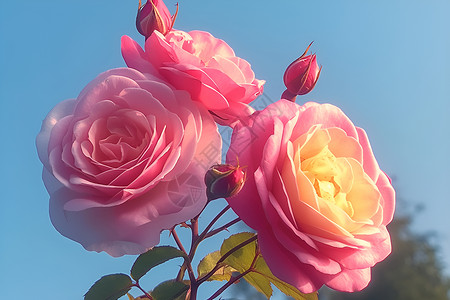 玫瑰高度绽放的玫瑰花朵插画
