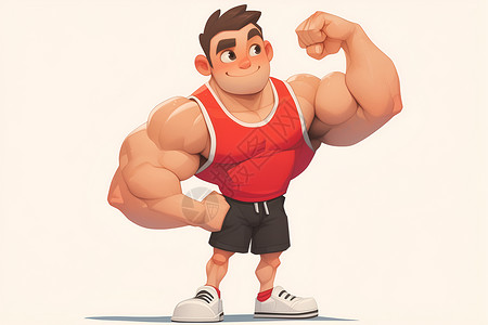 健壮男人展示肌肉的男子插画
