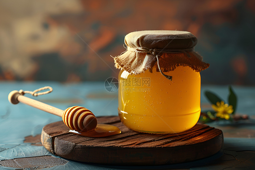 罐子中可口的蜂蜜图片