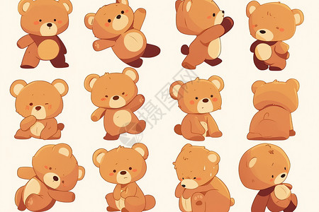 泰迪熊卡通可爱的动物泰迪熊插画