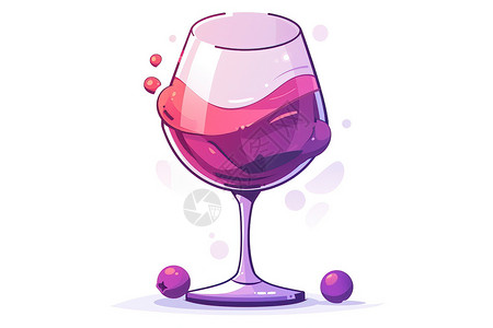 红酒酒盒酒杯中的红酒插画