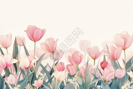 盛开的植物盛放的美丽郁金香插画