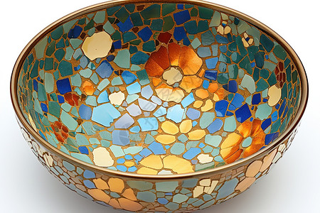 黄铜碗设计的彩色碗插画