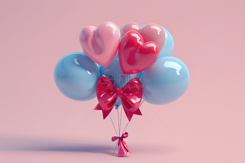 梦幻的气球和蝴蝶结图片