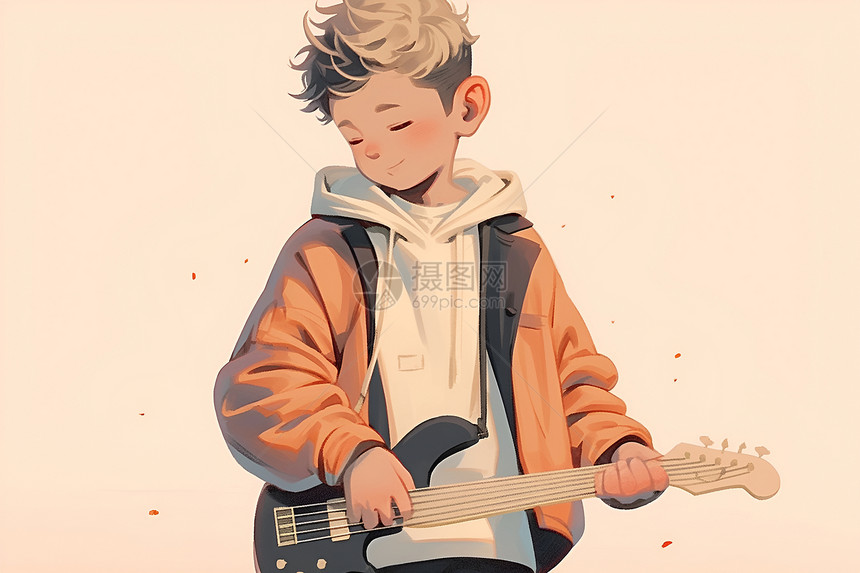 弹奏吉他的少年图片