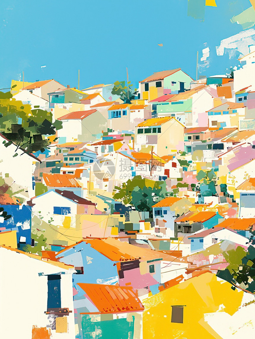 城市彩色的房子图片