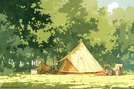 田野中的帐篷背景图片