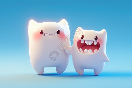 大牙齿可爱的大白牙插画