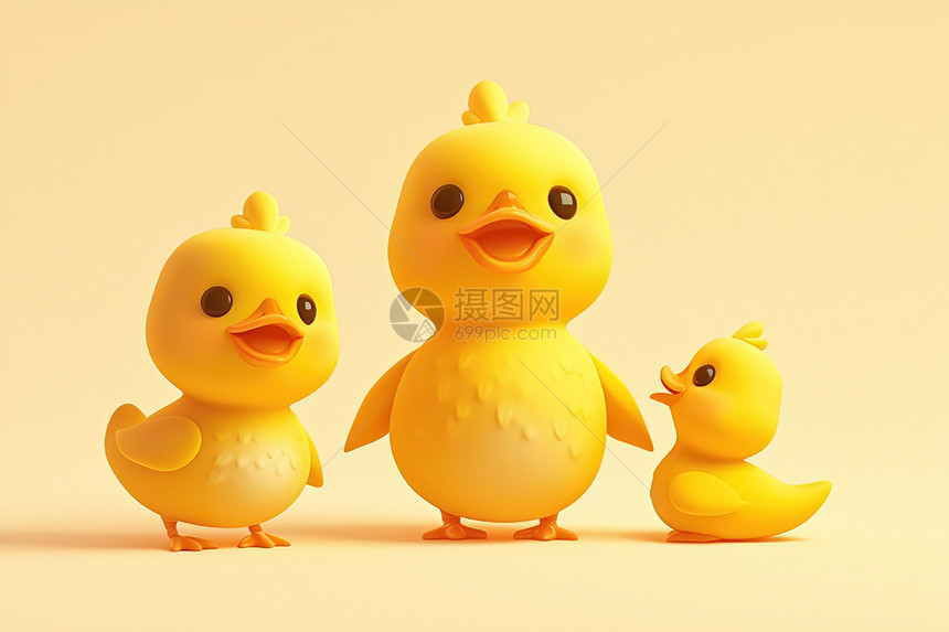 三只黄色小鸭图片