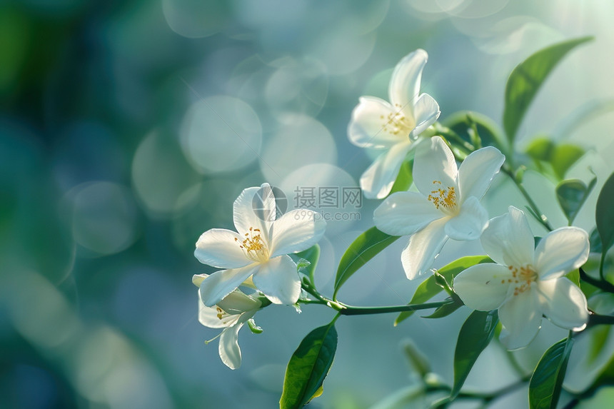 白花绿叶图片