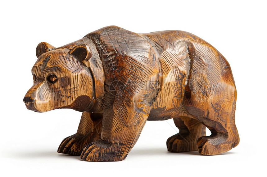 木质雕刻的大熊图片