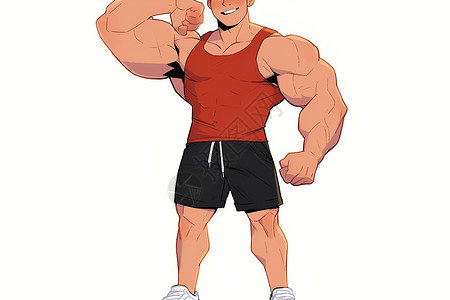 红衣肌肉男子背景图片