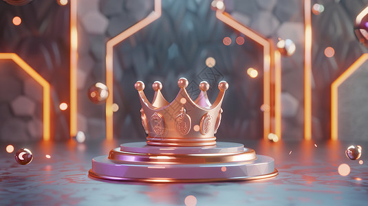 金珠宝皇冠置于台座上插画