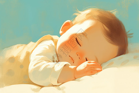 小孩入睡宁静入睡的婴儿插画