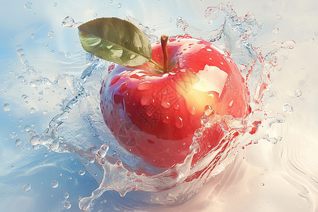 苹果香橙水中的苹果插画