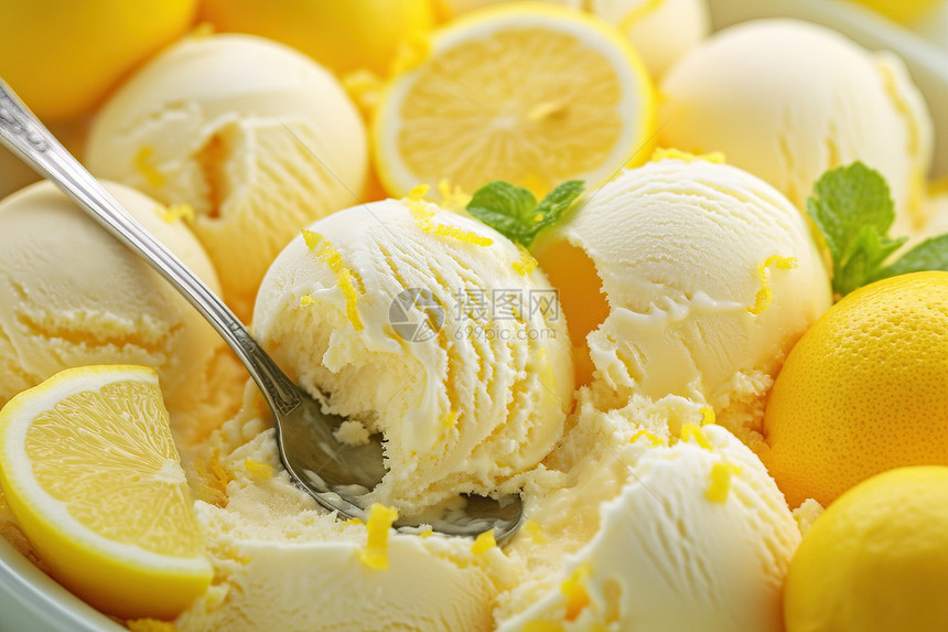柠檬薄荷冰淇淋图片