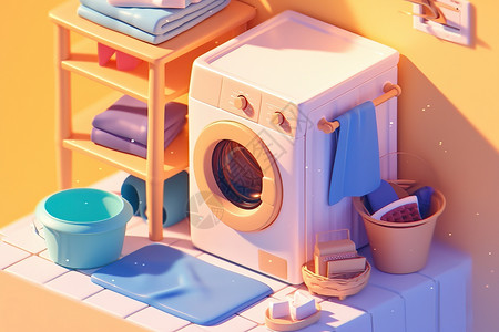 洗衣机内桶洗衣机和洗衣桶插画