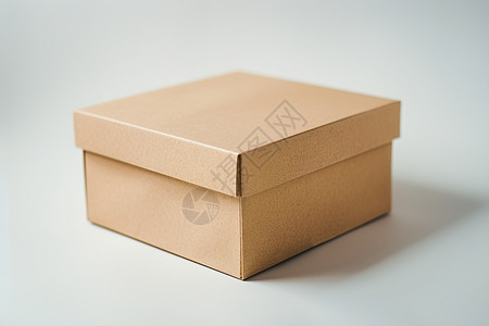 长方体盒子一个棕色盒子放在白色桌面上背景