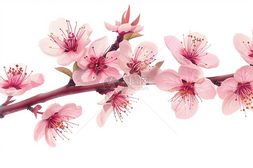 粉色花朵的树枝图片