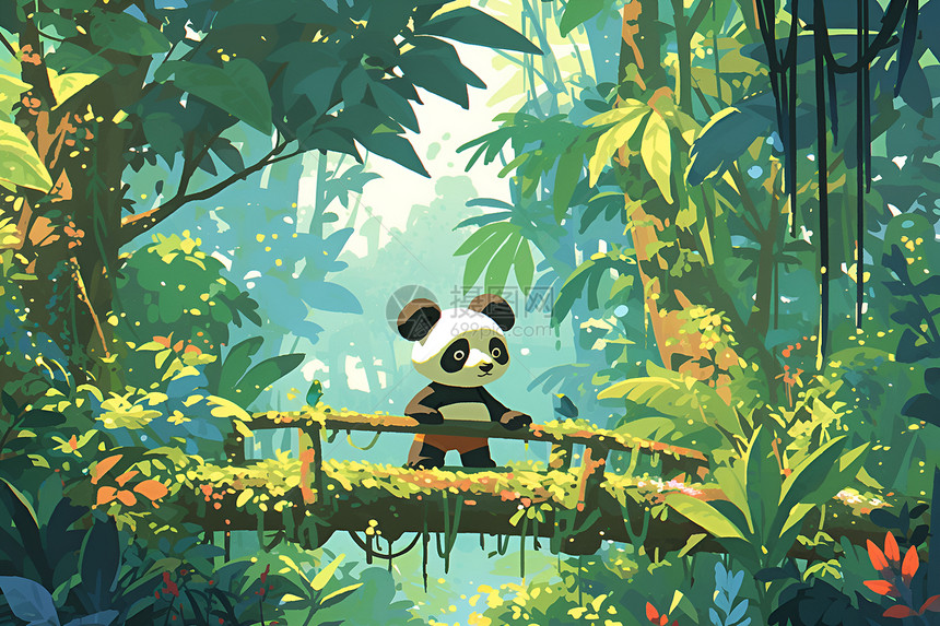 森林中的熊猫图片