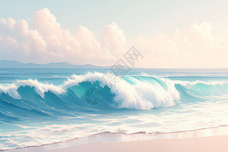 奔涌海洋的海浪插画