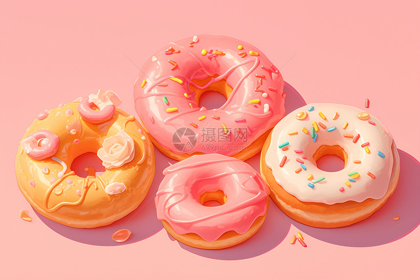 甜美的粉色甜甜圈图片