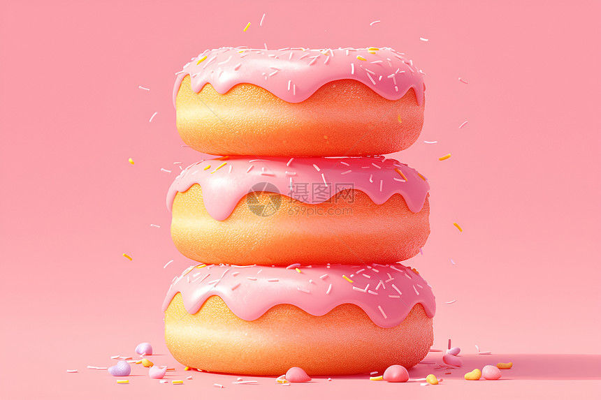 甜甜圈上的糖霜图片