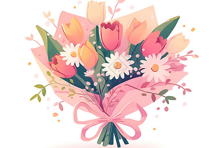 花束包装花束的粉红色包装插画