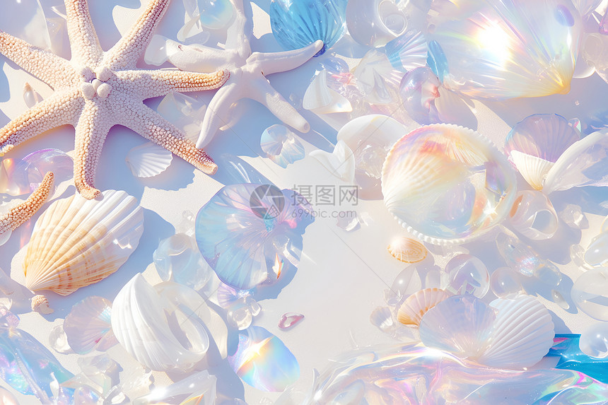 幻彩的海星贝壳图片