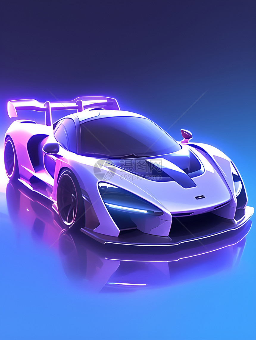 紫色超级跑车图片