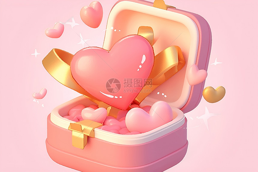 粉色爱心宝盒图片