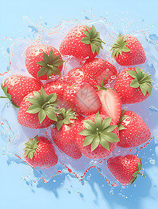 水滴在鲜红的草莓上高清图片