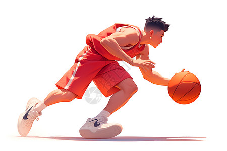 打篮球的背景沉浸在篮球世界中的篮球球员插画