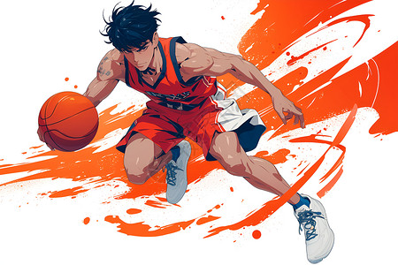 飞奔男运动员男篮球运动员技艺高超插画