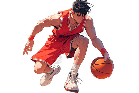 热血背景热血飞扬的篮球运动员插画