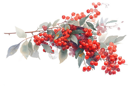 一碗红树莓清新红浆果的绘画插画