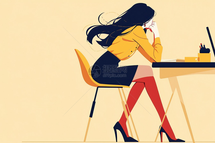 女人优雅的坐在桌前图片