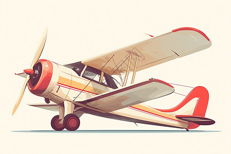 红富士条红白底红条小飞机插画