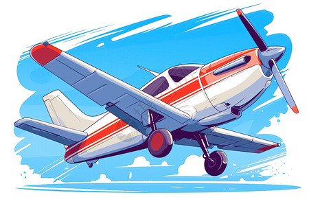 豪华机舱飞向蓝天的小飞机插画