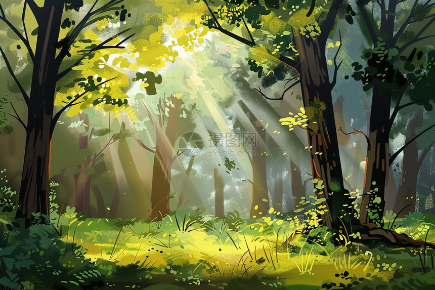 森林中的阳光图片