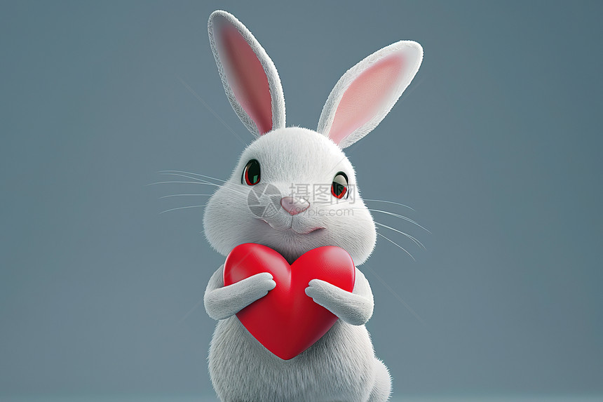 兔子抱着心形图片