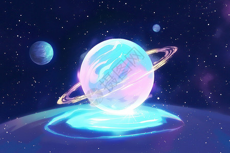 宇宙球体蓝色的行星插画