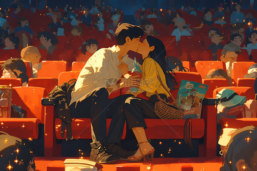 电影院的浪漫吻戏图片