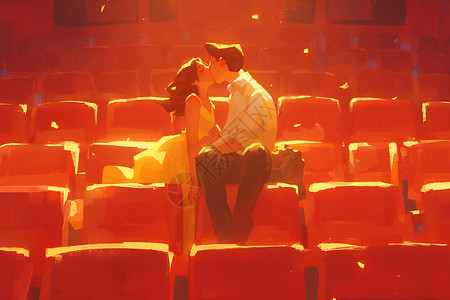 IMAX影院影院浪漫之吻插画