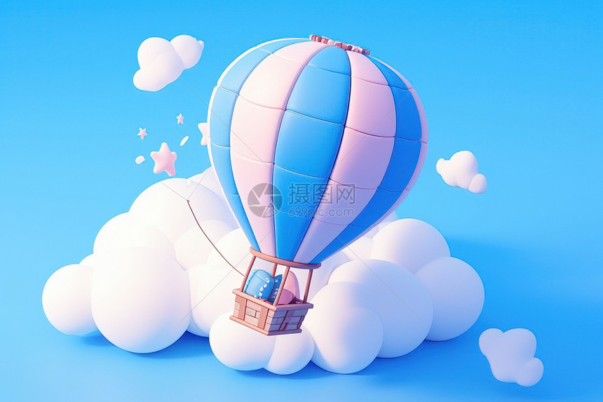 云海中的热气球图片