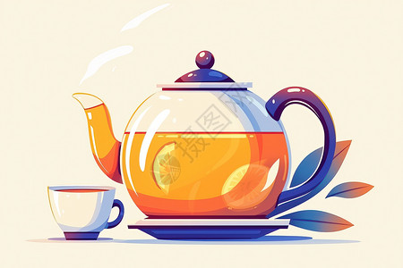 精美茶壶精美的茶具插画