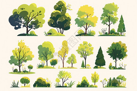 矢量树素材树林里的树木插画