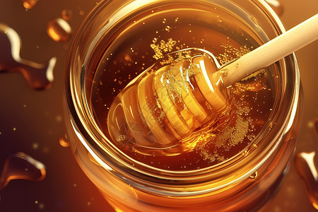 美味巴坦木玻璃罐里的蜂蜜插画