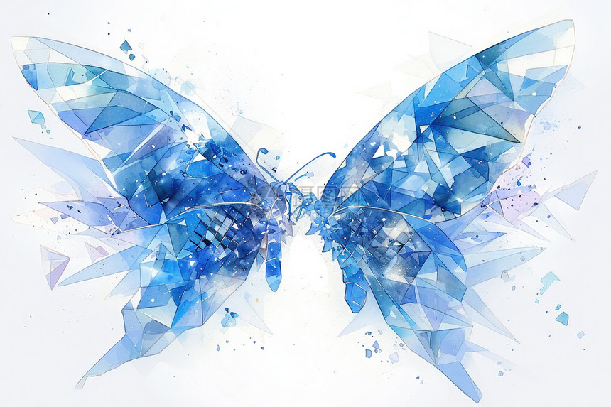 蓝色的蝴蝶展翅飞舞图片